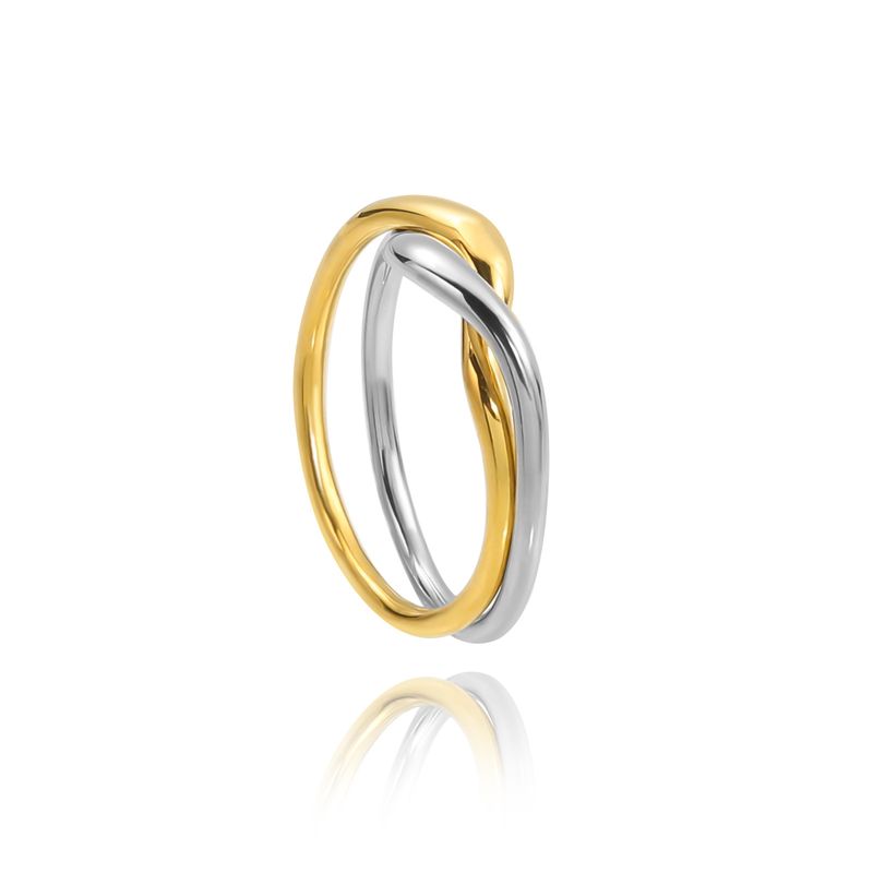 Women's Jewelry Stacked Stainless Steel Double Ring Personality Simple Interweaving Couple Ring Niche High End Design Ring_voghion.com