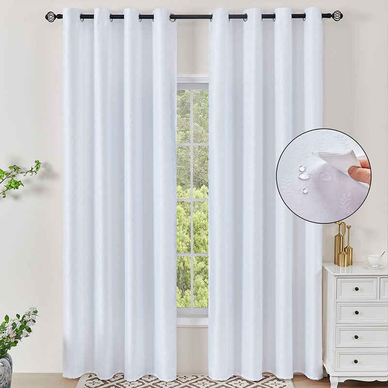 Weiße Jacquard-Vorhänge mit Olivenzweigen – Halbtransparente, wasserdichte Polyester-Vorhänge für Wohnzimmer und Schlafzimmer – Modernes Boho-Design (130 x 214 cm/130 x 241 cm)_voghion.com