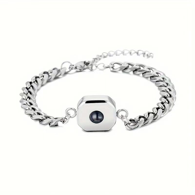 100 Languages Projection Cuban Chain Bracelet With Photo Customization Personalized Gift For Friends_voghion.com