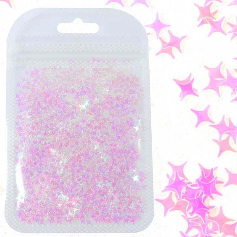 4 mm stjärnformad nagelglitter paljetter Laser Sier Guldröd PET Nagelpailletter för gör-det-själv manikyrdekorationer Desig_voghion.com