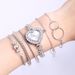 Elegante herzförmige Uhr und 5-teiliges Schmuckset – Funkelnde Quarzuhr mit Kristallzifferblatt für Damen_voghion.com