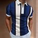 Men's Clothing Striped Short Sleeved Shirt Slim Lapel Zipper Top_voghion.com