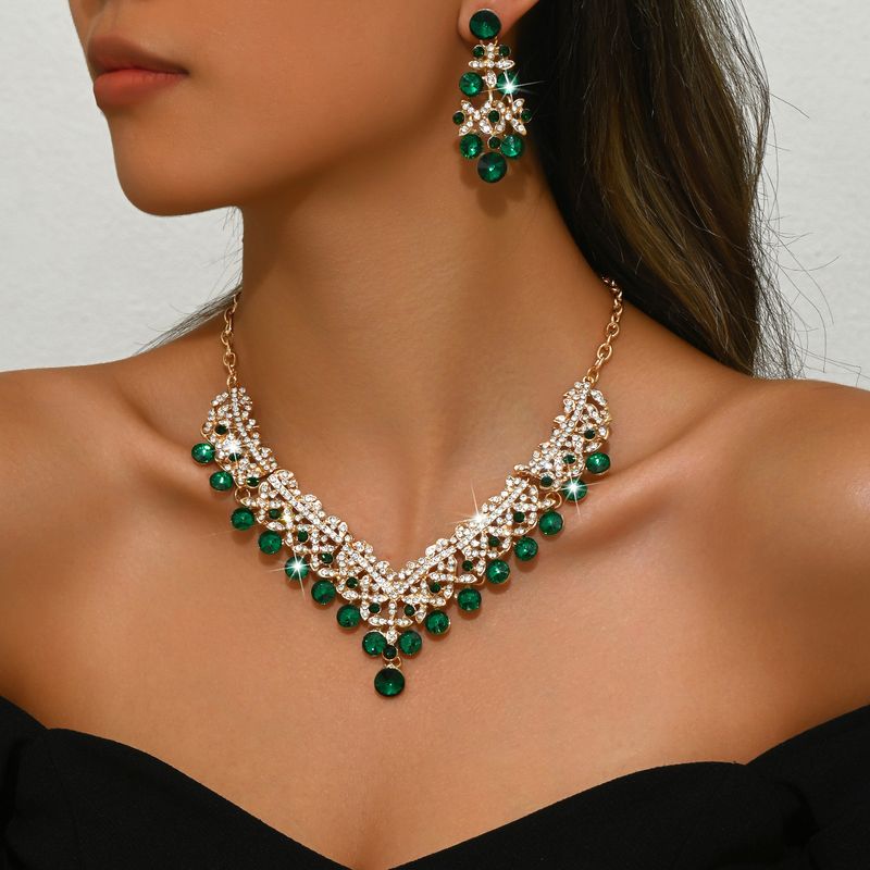 Women’s Jewelry Set Fashion High End Jewelry Light Luxury Rhinestone Bridal Evening Dress Accessories Wedding Dress Jewelry Necklace Earrings_voghion.com