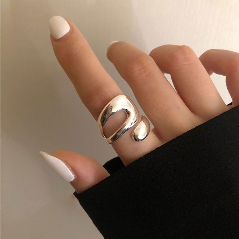 Exaggerated Interlaced Geometric Ins Style Personality Hip Hop Punk Open Versatile Rings Women Jewelry_voghion.com