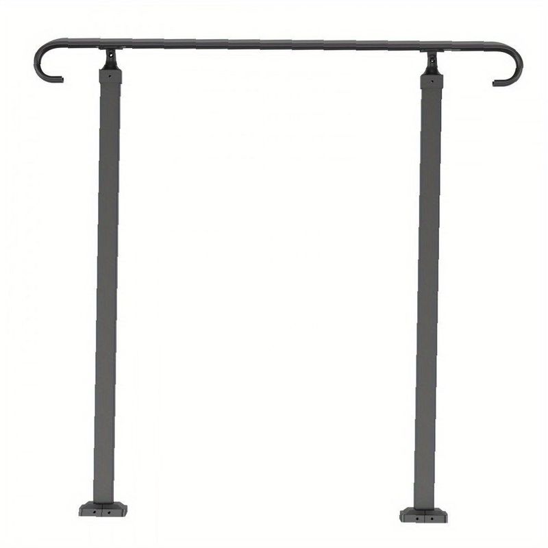 Adjustable Outdoor Handrail For 1 - 3 Steps - Iron Stair Rail With Black Transitional Design. Thickened Porch & Deck Railing, Ideal For Concrete Or Wooden Stairs_voghion.com