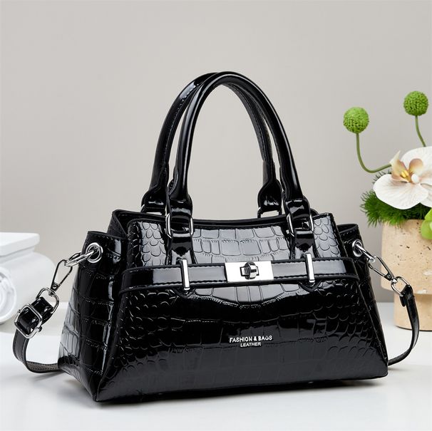 Modische Damenhandtasche mit Krokodilstruktur, kleine Retro-Umhängetasche für den täglichen Gebrauch, Umhängetasche aus PU-Leder mit Reißverschluss, mittlere Größe_voghion.com