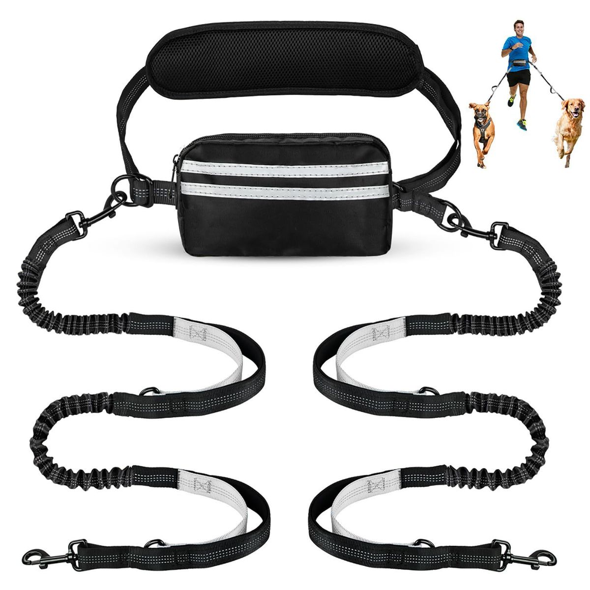 New With Waist Bag Pet Sports Running Leash_voghion.com