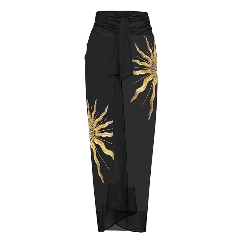 Damenbekleidung Pailletten-Badeanzug mit Sonnenblumen-Print für Damen_voghion.com