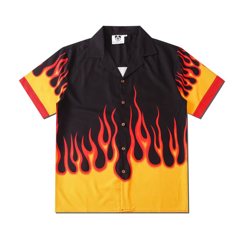 Herren-Cardigan mit Flammenmuster, lässig, locker, kurzärmelig_voghion.com