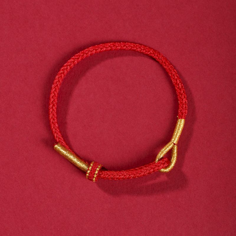 Bracciale semilavorato in corda rossa con otto fili in oro e argento, fatto a mano, per uomo e donna, con l'anno zodiacale_voghion.com