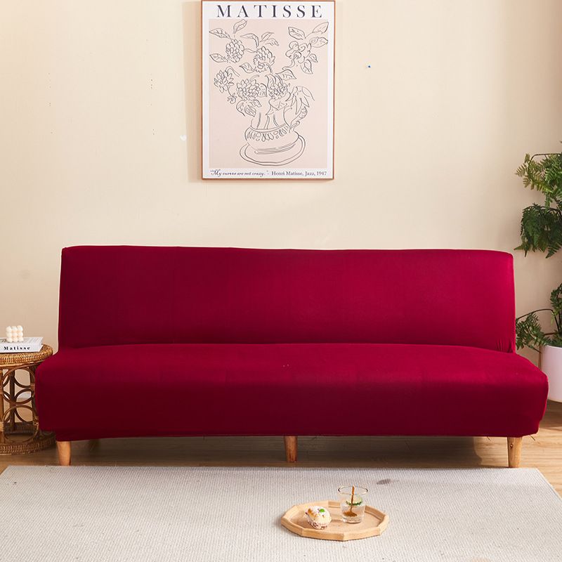 Effen kleur elastische bankhoes volledige dekking bankhanddoekhoes volledige dekking armloze opvouwbare slaapbank hoes bankkussen_voghion.com