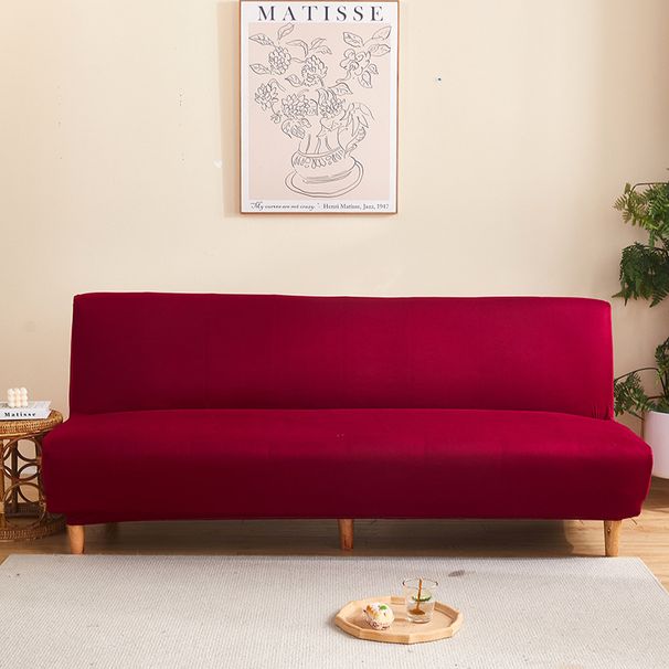 Effen kleur elastische bankhoes volledige dekking bankhanddoekhoes volledige dekking armloze opvouwbare slaapbank hoes bankkussen_voghion.com