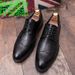 Spring Summer Brogue Formal Business Dress Men's Pointed Black Leather Shoes 2023_voghion.com