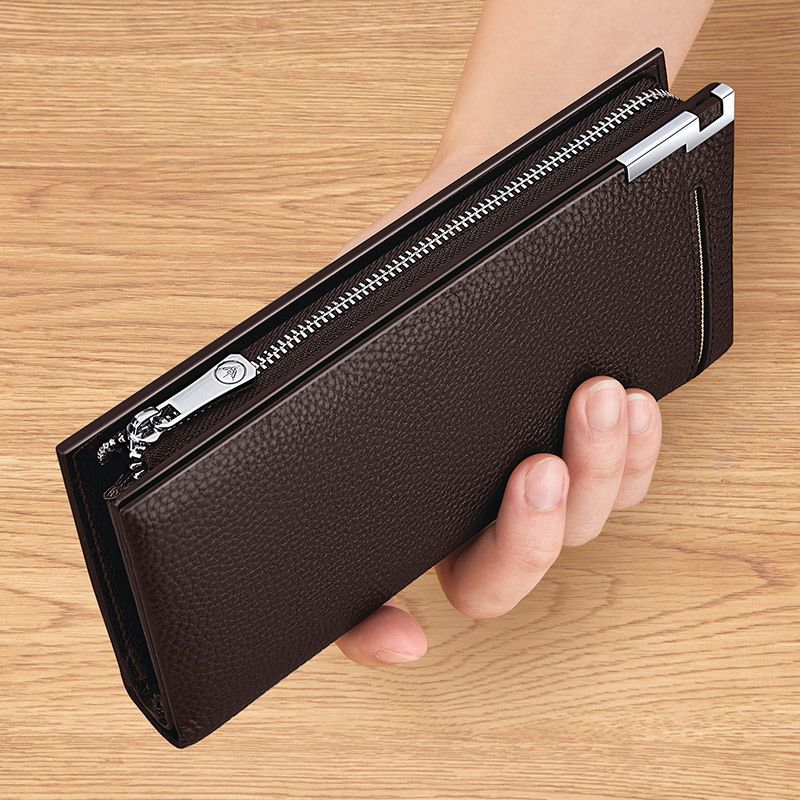 Men's ClutchBag Wrist Bag Wallet For Men Long Leather Multi-function Large Capacity Zipper Handle Bag Card Bag Wallet For Men_voghion.com