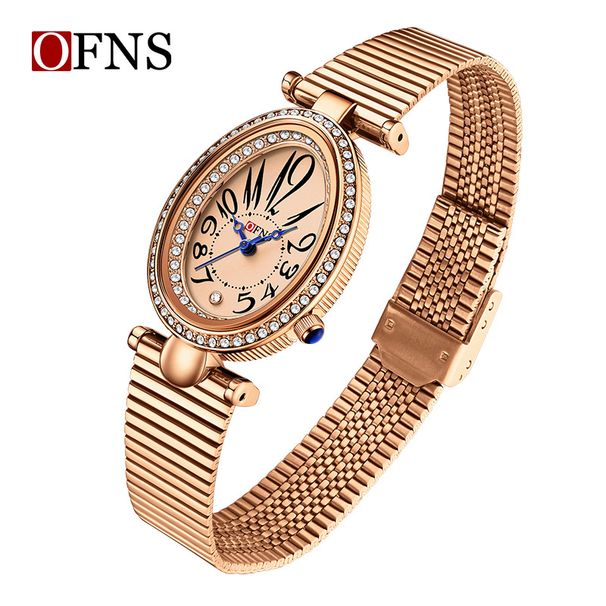 Elegante, wasserdichte Damen-Quarzuhr mit Strasssteinen – ovales Zifferblatt, Edelstahlarmband, modisches Retro-Design für jeden Tag_voghion.com