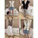 Lao Qian Commuting Sensation Color Contrasting Edge V-neck Waist Look Thin And Skinny Flying Sleeve Knitted Vest_voghion.com