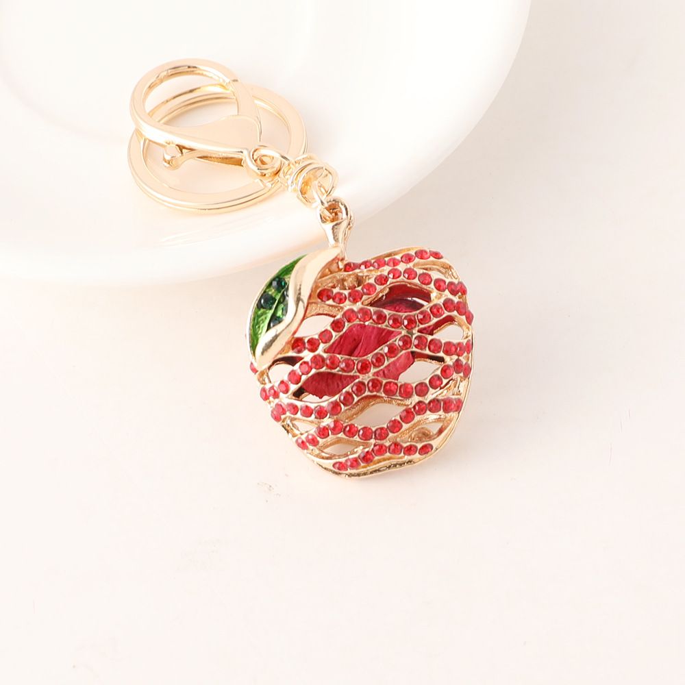 Portachiavi per auto a forma di mela con diamanti, piccolo regalo, colorato e squisito_voghion.com