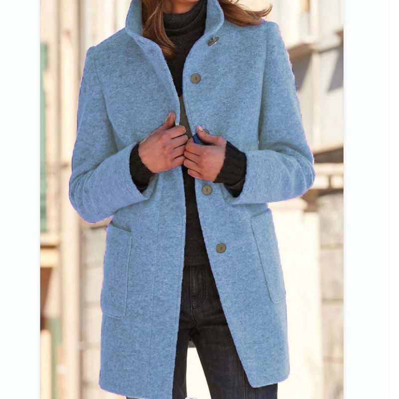 Women's vintage button-up woolen coat_voghion.com
