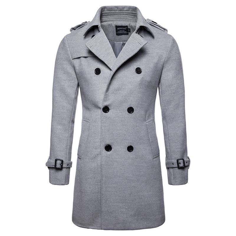 Lente heren lange tweed jas trenchcoat_voghion.com