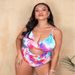 Plus Size One-Piece Swimsuit For Women - Sexy Tied Detail Swimwear With Removable Padding, High Coverage & Comfortable Polyester Fabric_voghion.com