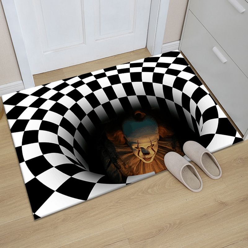 3D Sewer Manhole Cover Horror Home Carpet Clown Trap Visual Carpet Living Room Floor Mat 40*60CM Halloween Decoration for Home_voghion.com