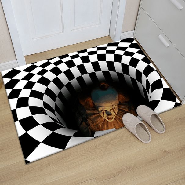 3D Sewer Manhole Cover Horror Home Carpet Clown Trap Visual Carpet Living Room Floor Mat 40*60CM Halloween Decoration for Home_voghion.com