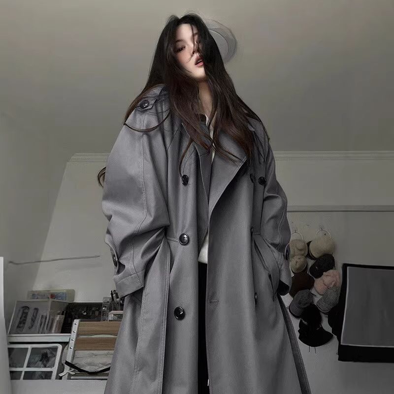 Windbreaker Coat For Women, Loose Fit, Mid-Length, 2025 Spring And Autumn New Korean Style, Petite, High-End British_voghion.com
