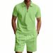 Unbeatable Quality Set Of Short Sleeved Shorts For Men's Summer Versatile Waffle Style Solid Color Casual Loose Collar T-shirt Set_voghion.com