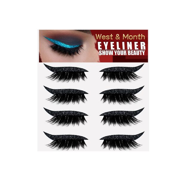 West&Month Self-Adhesive Eyeliner European And American Gel Strip False Eyelashes Curling Eyelash Makeup Stickers_voghion.com