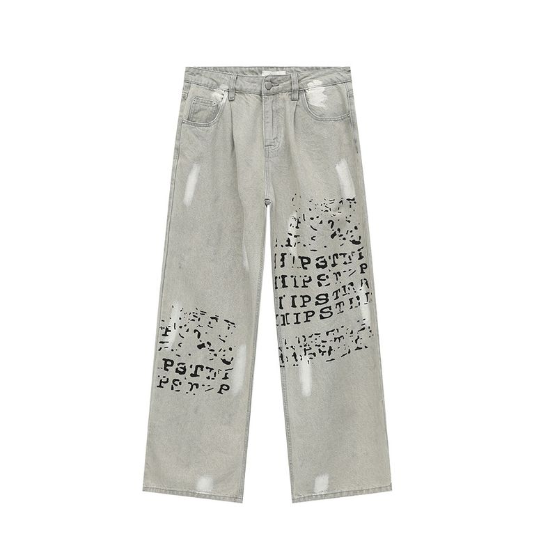 Men's Clothing MTL CLOTHES Men's Clothing | 2024 Spring New Products American Trendy Letter Design Printed High Street Denim Suit_voghion.com