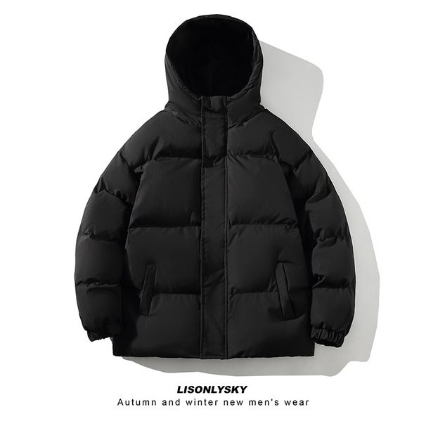 "Korean Streetwear Hooded Puffer Jacket – Thickened Cotton Winter Coat With Slim Fit Silhouette ( Detachable Fur Trim, Y2K Revival)"_voghion.com