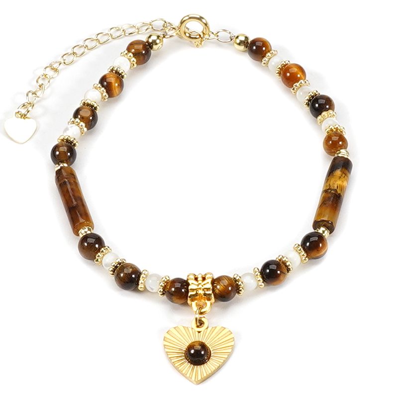 Love Tiger Eye Pendant Shell Tiger Eye Stone Natural Stone Bracelet Necklace Clavicle Chain_voghion.com