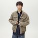 Retro Houndstooth Harrington Jacket – Men’s Short-Wide Collar Bomber (Brown Check) | Fall Streetwear With Dual Pockets_voghion.com