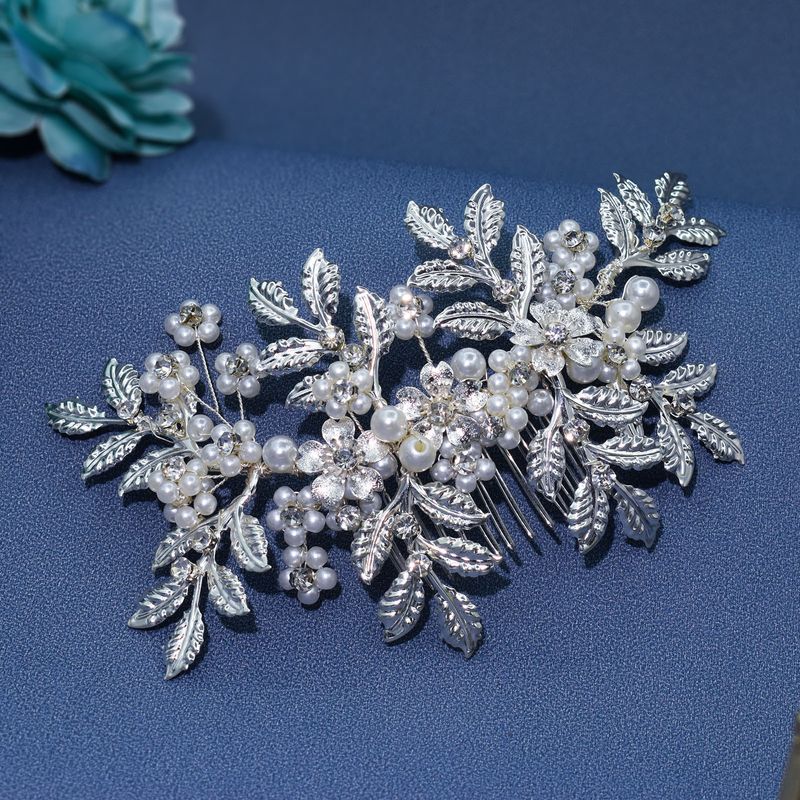 Handmade Headdresses, Bridal Wedding Dress Hair Accessories, Rhinestone Pearl Hair Comb Performance Accessories_voghion.com