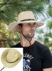 New Arrivals Summer foldable big head circumference beach large brim straw outdoor men's sun hat_voghion.com