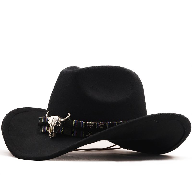Mode schlichter weißer Western-Cowboyhut für Damen und Herren für Gentleman Lady Jazz Cowgirl mit Lederglocke-Kirchen-Sombrero-Kappen_voghion.com