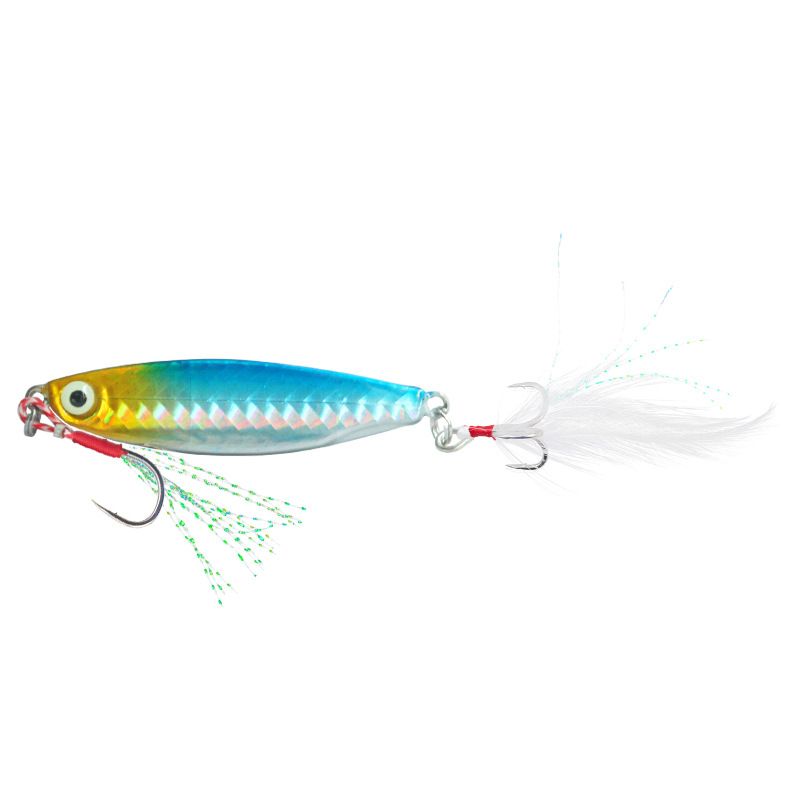 Luya Verstäerkt Fieder Dräi Haken Slow Shake Blade Glitter Bait Haart Köder Fëschgeschir_voghion.com