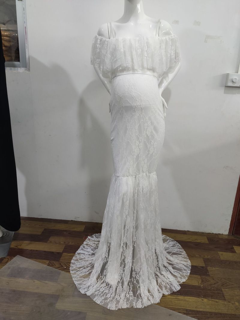 Women'S lace maternity tail short-sleeved dress photography flying sleeve dress_voghion.com