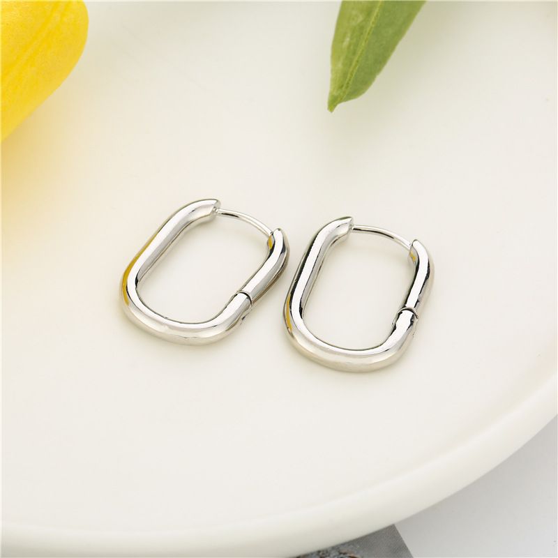 Earrings Elegant Retro Glossy Oval Earrings For Women Simple U Shaped High Quality Ear Bone Clip Personality Temperament Ear Jewelry_voghion.com