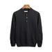 Men's Plus-Size Henley Neck Sweater - Breathable Stretch Knit Pullover With Business Casual Elegance, Machine Washable & Wrinkle-Resistant_voghion.com