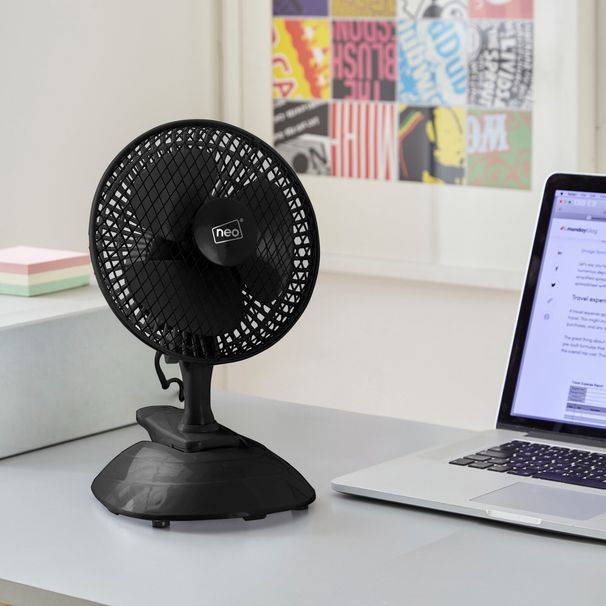 Neo Mini Fan Portable Desktop Clip Base Mount Desk 2 Speed 360 Adjustable Cool_voghion.com