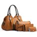 Vintage-Inspired 3-Piece Tote & Shoulder Bag Set – Stylish PU Handbag For Women With Detachable Straps (Green, Light Brown, Black)_voghion.com