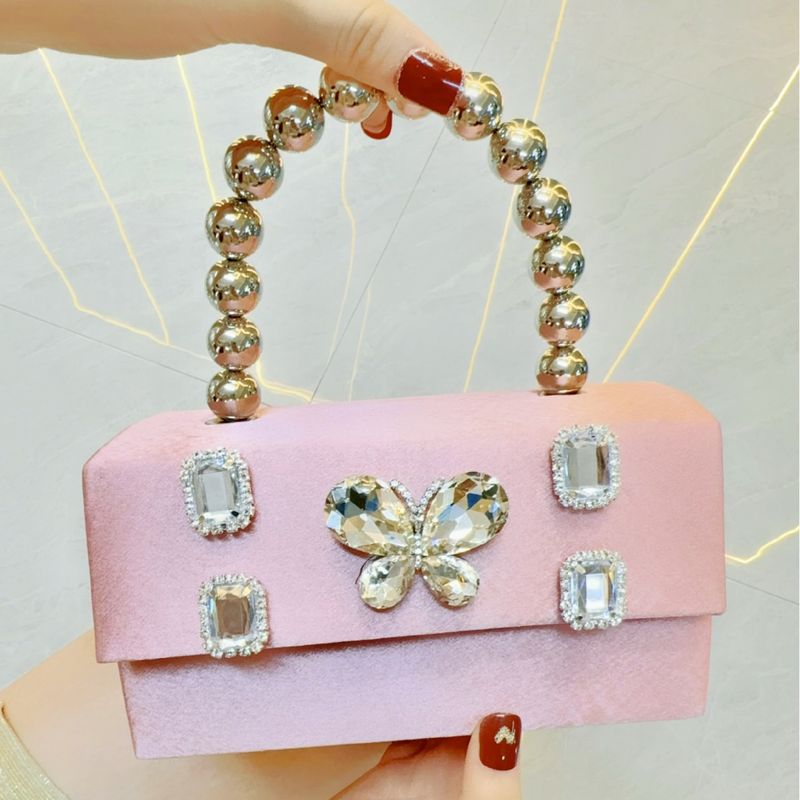 Women's Evening Bags Handbag Diamond-set Butterfly Diamond Hand Handbag Small Square Banquet Silk Satin Shoulder Crossbody Dinner Bag_voghion.com