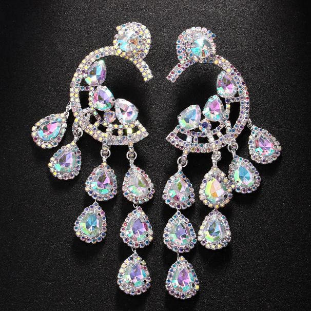 Orecchini unici con nappe a goccia d'acqua, pendenti con strass esagerati, accessori da mascherata per donna_voghion.com