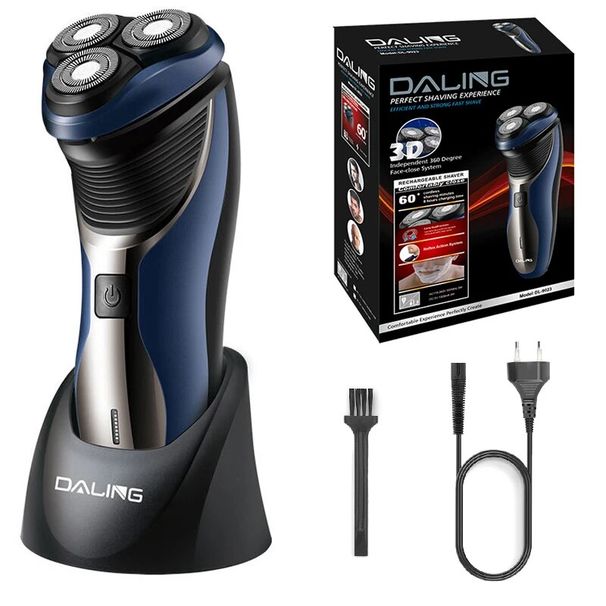 Električni brivnik za polnjenje s 3D plavajočimi glavami za moške, brada, rotacijski električni brivnik za moške, stroj za britje obraza Super Close_voghion.com