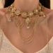 New Flower Water Drop Tassel Exaggerated Bride High-end Sense Chain Fashion Light Luxury Necklace Elegant_voghion.com