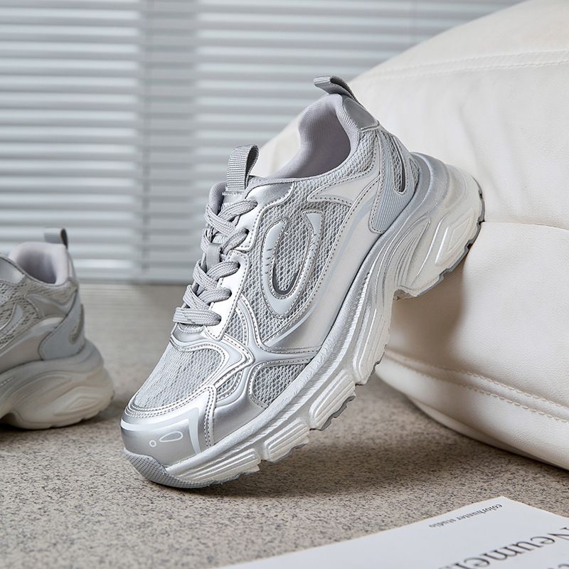 Sponge Cake Dad-Schuhe mit dicker Sohle, neues, atmungsaktives Mesh, ein Blickfang mit kleinem hohen Absatz_voghion.com