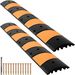 VEVOR Rubber Speed Bump, 2 Pack 2 Channel Speed Bump Hump, 72.8" Long Modular Speed Bump Rated 22000 LBS Load Capacity, 72.8 X 12.2 X 2.2 Garage Speed Bump For Asphalt Concrete Gravel Driveway-6 FT_voghion.com