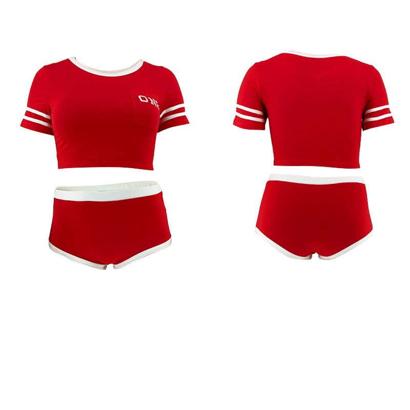  New Tight Printing Contrast Color Two Piece  Women's Plus size Set_voghion.com