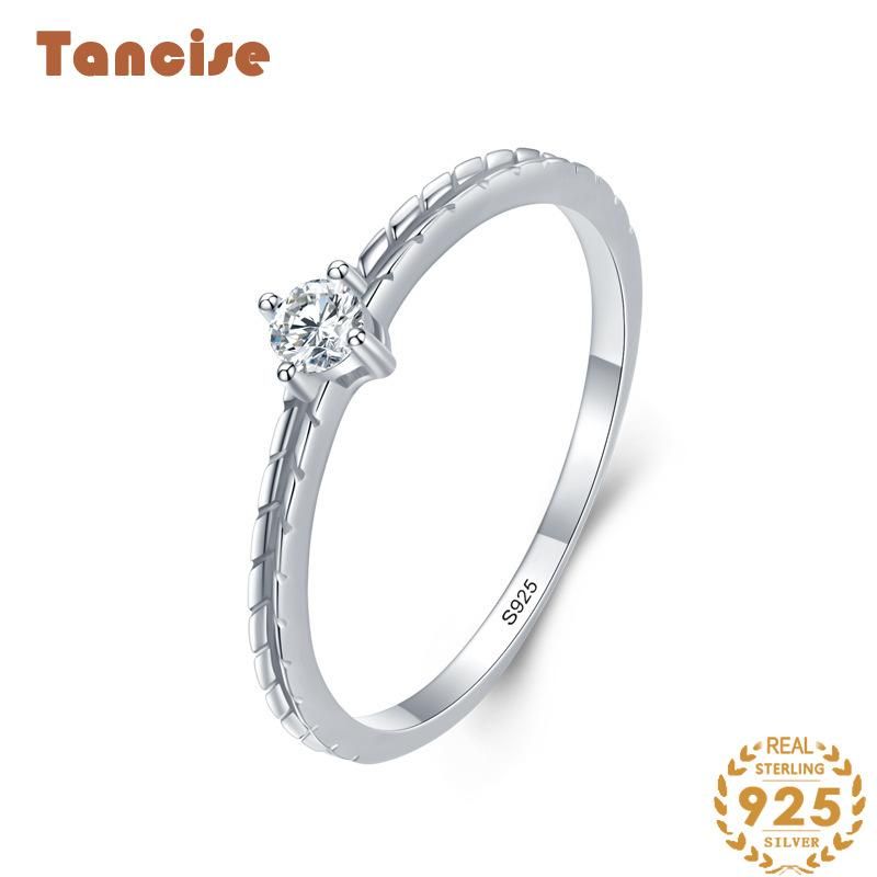 Tancise Anello in argento con zirconi classici Gioielli da donna Promessa di nozze Regalo per feste_voghion.com
